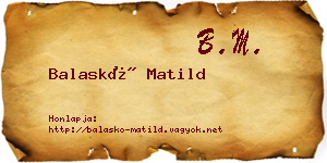 Balaskó Matild névjegykártya
